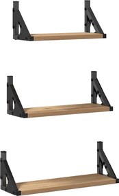 vidaXL Raft de perete Pe perete cu depozitare 3 pcs Stejar fumuriu