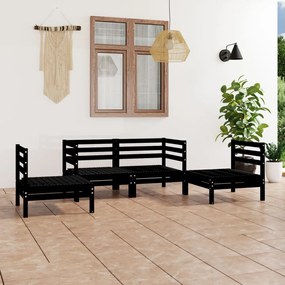 3082526 vidaXL Set mobilier de grădină, 4 piese, negru, lemn masiv de pin