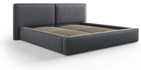 Pat matrimonial gri închis tapițat cu spațiu de depozitare și somieră 180x200 cm Arendal – Cosmopolitan Design