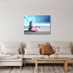 Tablou pe sticlă cu nisip, crin și pietrele spa (70x50 cm)