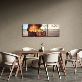 Tablou - Comoară pe plajă (cu ceas) (90x30 cm)