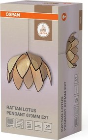 Osram - Lustră suspendată pe cablu DECOR RATTAN 1x E27/15W/230V Ø 67 cm bej/negru