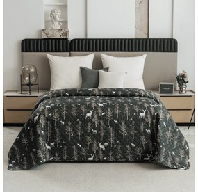 Cuvertura de pat cu model OAK DEER, verde inchis Dimensiune: 170 x 210 cm
