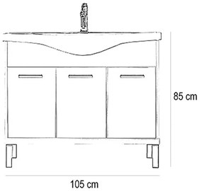 Dulap inferior Nerva 105 cm cu lavoar, alb