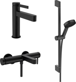 Set baterii lavoar, cada si set de dus Hansgrohe Finoris negru mat