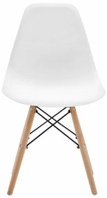 Set 4 scaune pentru living si bucatarie HouseXL™ Designer Chair, Pentru casa si gradina, Design ergonomic, Picioare din Lemn Masiv, Max 100 kg, Alb