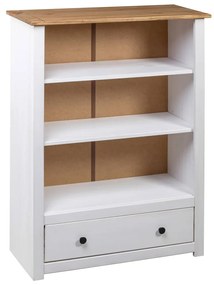 Biblioteca, alb, 80x35x110 cm, lemn masiv de pin, gama Panama 1, Alb