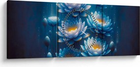 Tablou - Nuferi sub apă (cu ceas) (90x30 cm)