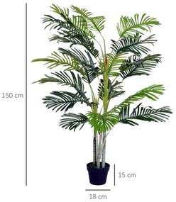 Palmier Artificial in Ghiveci de 150cm Outsunny, Planta Artificiala pentru Decor Casa, Birou, Interior si Exterior | Aosom RO