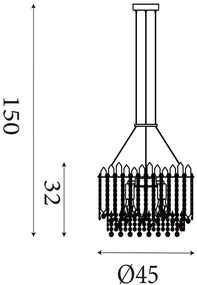 Lustra metal auriu, cristale din sticla Spear 8Lt