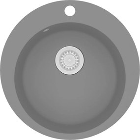 vidaXL Chiuvetă de bucătărie din granit cu o cuvă, gri, rotund