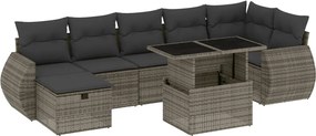 vidaXL Set canapele de grădină cu perne, 8 piese, gri, poliratan