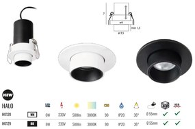Spot LED incastrabil Halo E negru