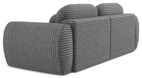 Canapea gri închis extensibilă/cu spațiu de depozitare cu tapițerie din catifea reiată 266 cm Kini – Makamii