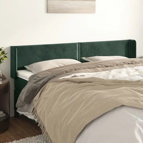Tablie de pat cu aripioare verde inchis 203x16x78 88 cm catifea 1, Verde inchis, 203 x 16 x 78 88 cm