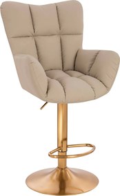 HR650W Scaun Crem Piele Ecologica Premium Soft cu Bază Aurie