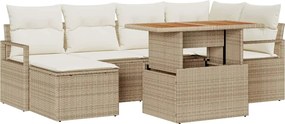 vidaXL Set de canapele pentru grădină 7 pcs Bej Rattan poli