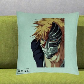 Perna Personalizata Bleach Ichigo Masca Hollow, 40x40 cm, Verde Menta, Husa Detasabila, Perna Inclusa, BEKZ®