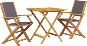 vidaXL Set mobilier bistro, 3 piese, textil antracit/lemn masiv