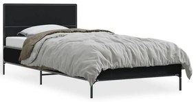 845517 vidaXL Cadru de pat, negru, 90x200 cm, lemn prelucrat și metal
