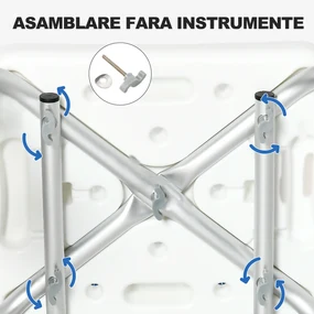 HOMCOM Scaun de Duș cu Căptușeală EVA și Înălțime Reglabilă, Cotiere, Picioare cu Ventuză și Aluminiu, 56,5x53,5x74-87 cm, Albastru | Aosom Romania