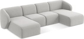 Colțar gri deschis cu tapițerie din catifea (în formă de "U") Lani – Makamii