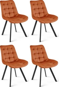 Scaun de masa SORIA VELVET cu picioare negre, teracota