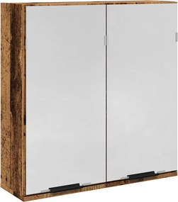vidaXL Dulap cu oglindă de baie lemn vechi 64x20x66,5 cm lemn de lemn