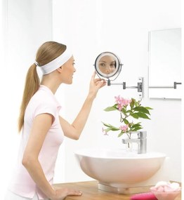 Oglinda cosmetica Beurer BS 59, Diametru 11 cm, 8 LED becuri, Marire de 5 ori, Argintiu