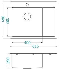 Chiuvetă de bucătărie ALVEUS 1124383 QUARTO 61,5x48 cm crom