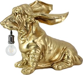 Lampa de masa sub forma figurina caine teckel DACKEL 70cm auriu