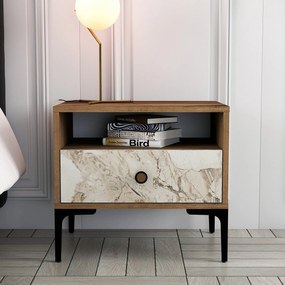 Noptieră Lizbon 531 - Walnut, White