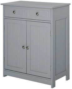 kleankin Mobilier de baie pe picioare, dulap de baie 2 uși 2 sertare 60 x 30 x 75 cm gri | Aosom Romania