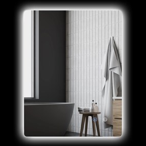 kleankin Oglindă dreptunghiulară de perete LED pentru baie 80 x 60 cm luminozitate reglabilă alb transparent | Aosom Romania