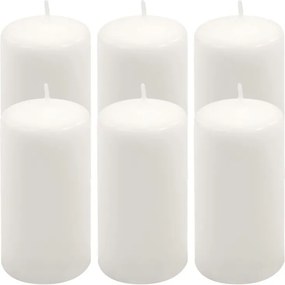 Set de lumânări pilon, 11,5 cm, Ø 6 cm, alb, 6 buc.