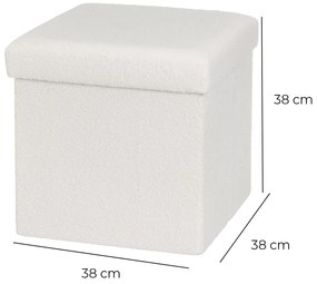 Taburet alb cu tapițerie din țesătură bouclé Ecru – Casa Selección