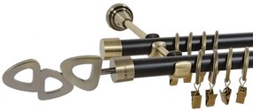 Galerie dubla duo LILLET 19/19 mm negru aur antic (Alege marime: 180 cm)