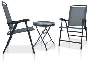 vidaXL Set mobilier tip bistro, 3 piese, gri, oțel