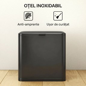 HOMCOM Pubelă 8 L cu Capac din Oțel Inoxidabil, Suspendată sau de Sine Stătătoare, 29,7x17,4x30 cm, Negru | Aosom Romania