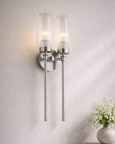 Aplica de perete stil elegant PRESTON 2 nickel/sticla clara