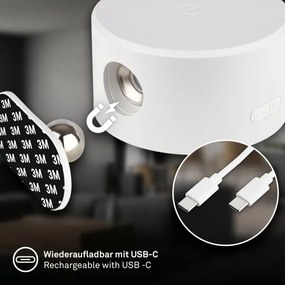 Briloner 3896016 - Aplica de perete LED TARI, reîncărcabilă, reglabilă, 1,6W/5V, 1500 mAh, albă
