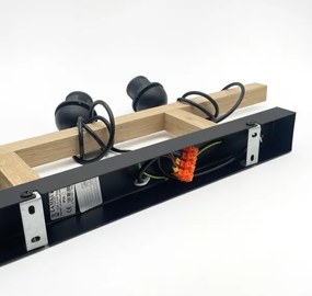 Lustră suspendată cu cablu LEANDRA, 3xE27/15W/230V, stejar/negru