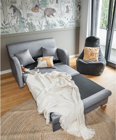 Canapea gri deschis extensibilă cu tapițerie din catifea 130 cm Ario – ELTAP