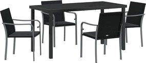 vidaXL Set de masă pentru grădină 5 pcs Negru și Gri Ratan PE