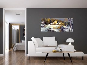 Tablou - Orășel iarna (120x50 cm)