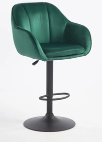 HR2055W Scaun Verde din Catifea cu Bază Neagră