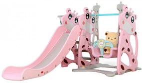 Tobogan 3 in 1 Pentru Copii NOVOKIDS Giraffe Playground, Cu Leagan, Pentru Interior si Exterior, 187 centimetri panta alunecare, Max 40 Kg, Cos de