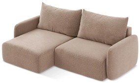 Colțar maro deschis extensibil/cu spațiu de depozitare (cu colț pe partea stângă) Kalena – Makamii