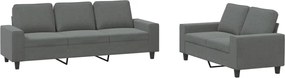 vidaXL Set de canapele, 2 piese, gri închis, material textil