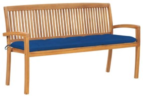 vidaXL Bancă de grădină stivuibilă cu pernă, 159 cm, lemn masiv de tec